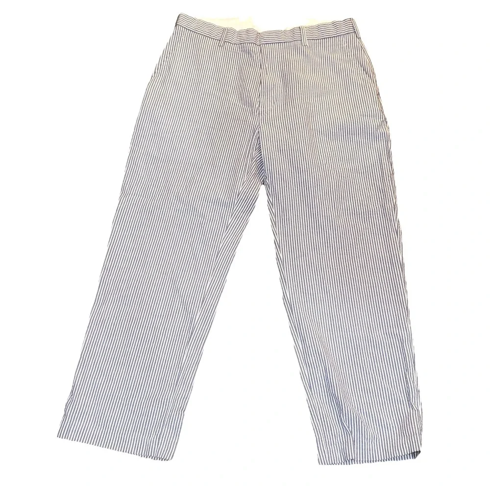 Jos A Bank Stay Cool Seersucker Pants Blue Stripes Summer Mens Size 36x29 Cotton